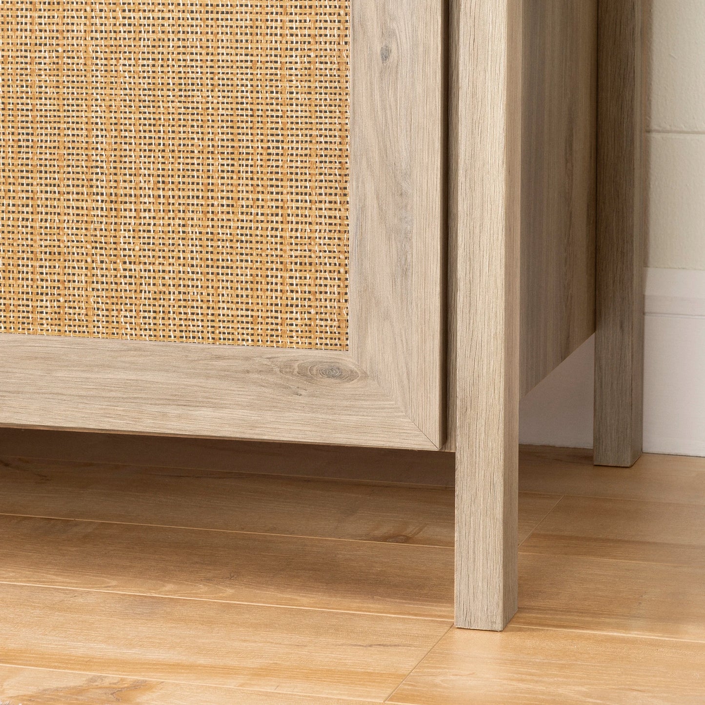 Rustic Oak and Printed Rattan