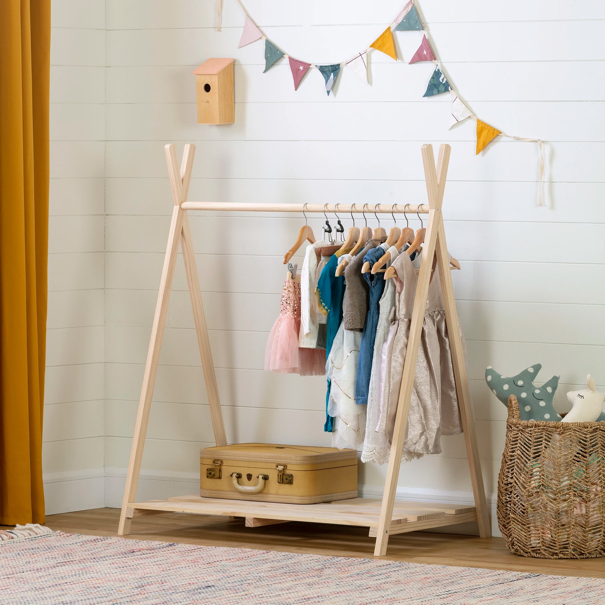 Childrens clothing rack wooden sale