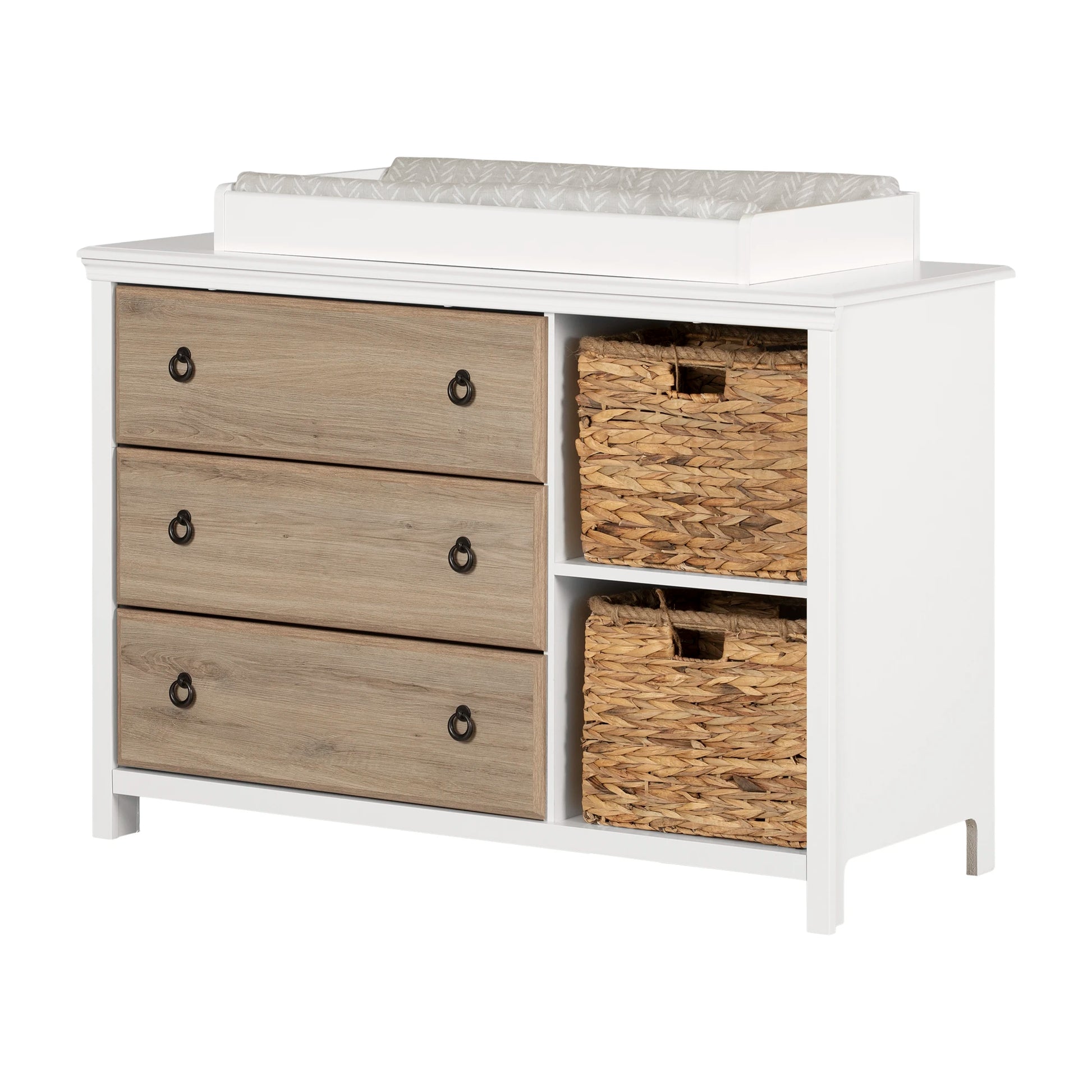 Changing table with removable rim drawers and open storage Cotton Candy South Shore Furniture Free Shipping