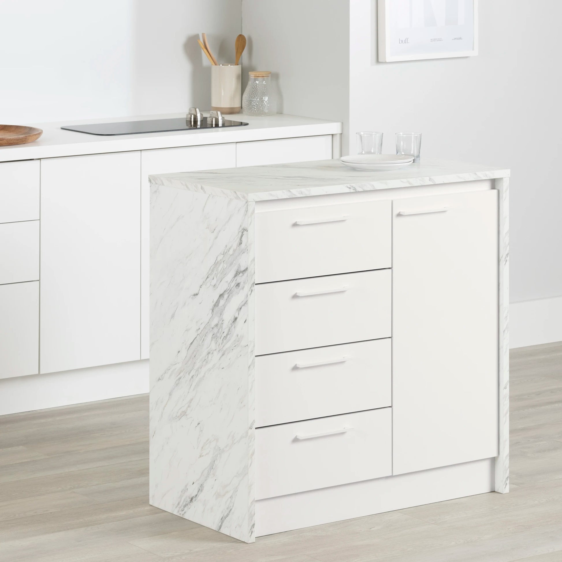 Faux White Marble and White