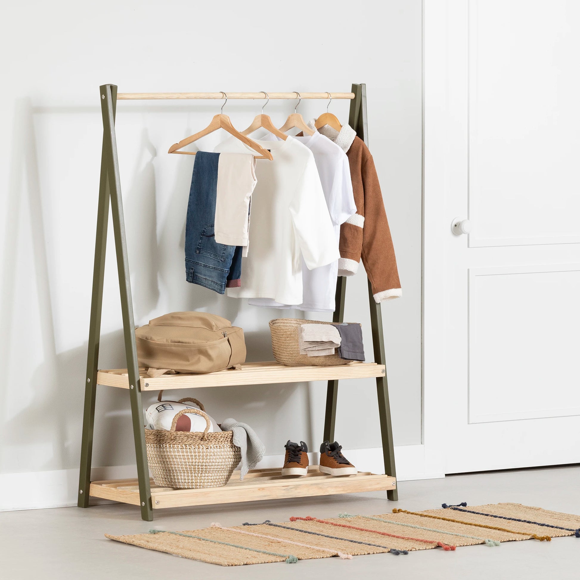 Wooden Clothes Rack with Storage Shelves for Kids Sweedi South Shore Furniture Free Shipping