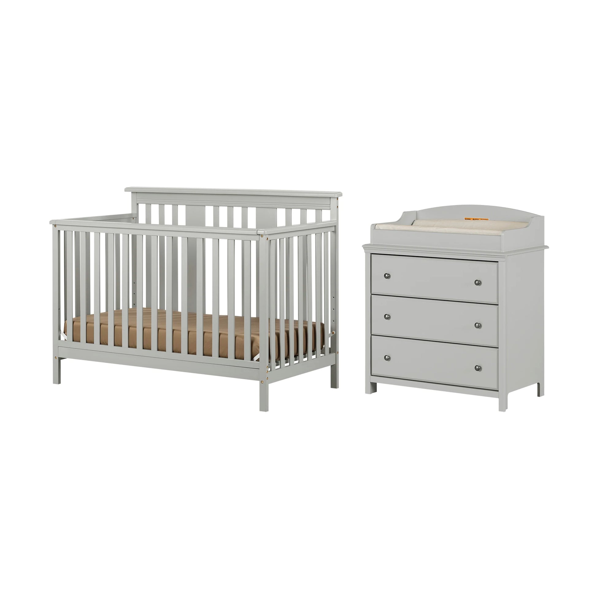 Grey crib with attached changing table deals