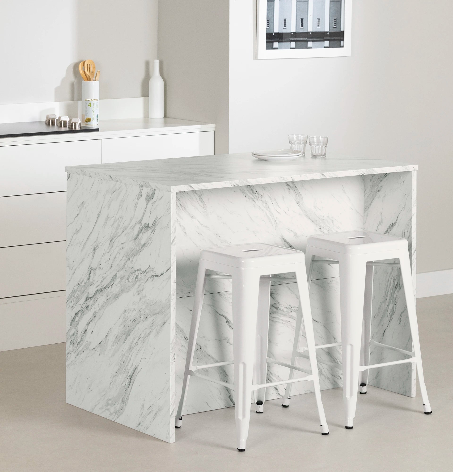 Faux White Marble and White